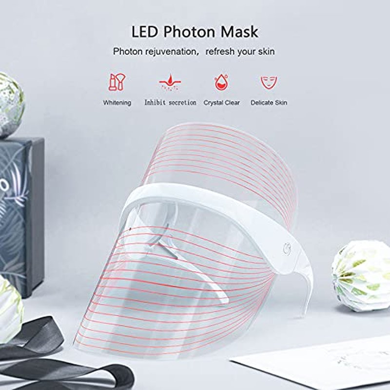 NUFR LED Light Facial Mask, 3 Colors Light Facial Photon Beauty Device for Facial Rejuvenation, Anti Aging