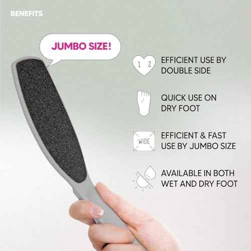 Wide Emery, Double-Sided Pedicure Tool, Colossal Foot File for Men & Women, Effective for Cracked Heel, Callus Remover, Foot Scrubber, Professional, (Gray)