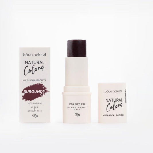Bade Natural Lip & Cheek Color Stick – Burgundy 02 – Buildable Cream Tint for Lips and Cheeks, Multi-Use Blendable Formula, Soft Dewy Finish