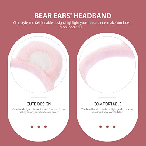 minkissy Lovely Ears Headband - Pink Animal Bears Headband Cute Plush Animal Costume for Women Halloween Christmas Pink