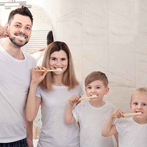 40 Pieces Bamboo Toothbrushes Charcoal Toothbrush Bamboo Toothbrushes with BPA-Free Nylon Bristles(Multi-Color)