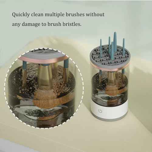 Makeup Brush Cleaning Machine - Automatic Cosmetics Brush Cleaner, Electric Make-up Brush Cleaner and Dryer, Dust-proof Beauty Brushes Organizer, Birthday Gift for Ladies