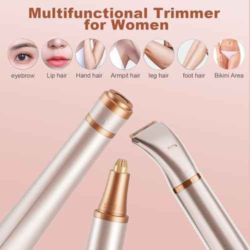 3 in 1 Women Face Shaver, Electric Eyebrow Trimmer Women Facial Hair Remover Waterproof Rechargeable Electric Shaver Razors for Face Nose Eyebrow Beard Mustache Arm Leg Armpit
