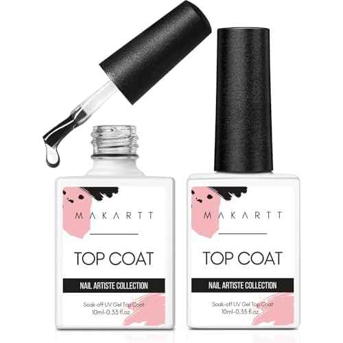 Makartt Gel Top Coat - 2 PCS No Wipe Top Coat Gel Nail Polish High Glossy Shine Finish Long Lasting, 10ML Clear Soak Off UV Nail Lamp, Salon Quality Art Design for Home Use Beauty Gift