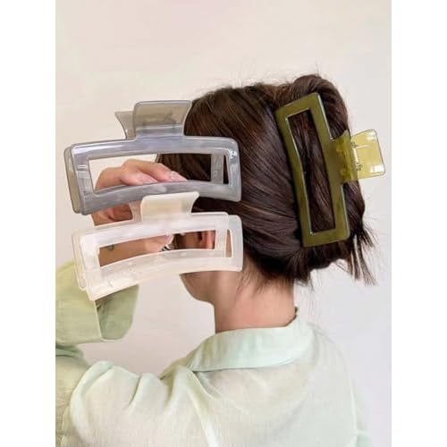 Extra Large Hair Claw Clips for Women, 5 Inch Unbreakable Large Rectangle Claw Clips for Thick Hair Neutral Huge Hair Clips Non-slip Hair Claws Tight Strong Hold Hair Claw for Women Girls 4 Packs