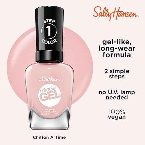 Sally Hansen Miracle Gel Salon Quality Nail Polish | Gel-Like Formula, Two-Step System, No UV Light Needed, Long Lasting | Semi-opaque | 248 Once Chiffon A Time | Light Neutral Pink Nail Polish
