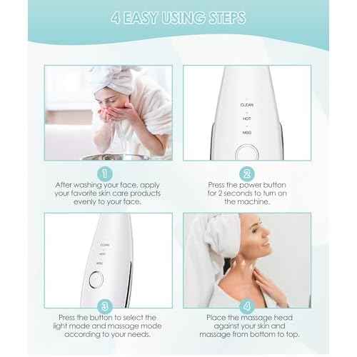 7 Color Neck Face Massager - Facial Massager Tool for Skin Care at Home, Vibrating Face Massager with Thermals, Galvanic Machines White