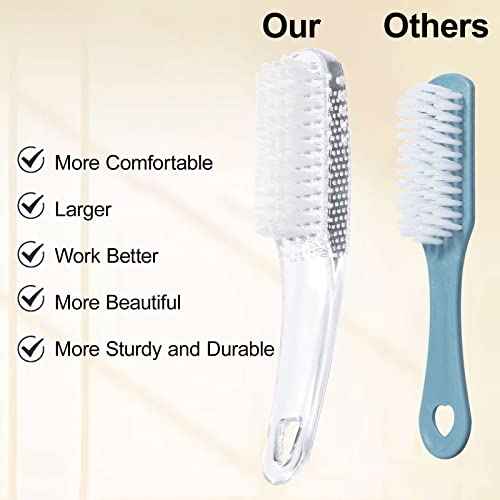 2 Pcs Handle Grip Nail Brushes for Cleaning, Long Handle Fingernail Cleaner, Hand Nail Toes Cleaning and Scrubbing Brushes, Pedicure Nail Scrubber Non-Slip for Men and Women, Clear