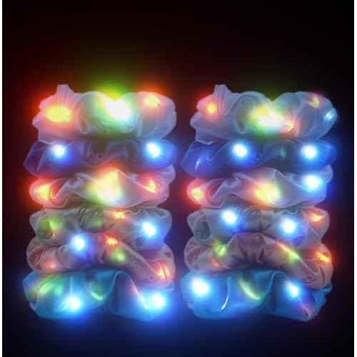 12 Pcs LED Scrunchies 3 Light Modes Elastic Glow Hair Ties Suitable for Neon Parties Light up Hair Scrunchies for Women