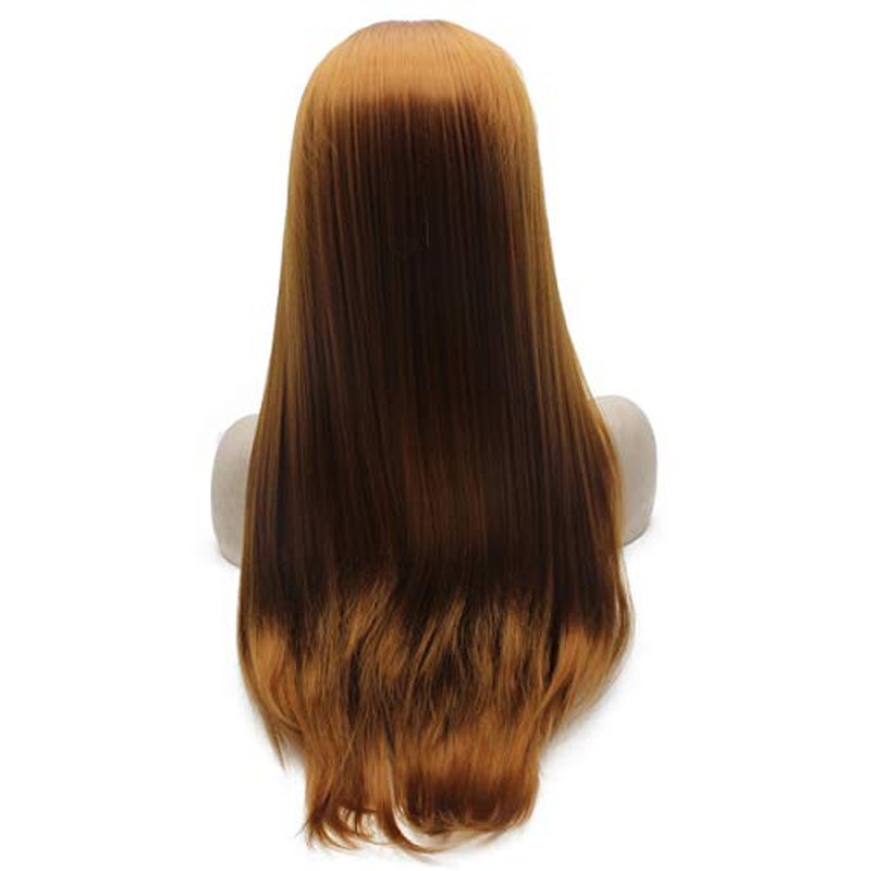 iwonawig Long Straight Auburn Synthetic Lace Front Hair Wig Heat Resistant Fiber Hair