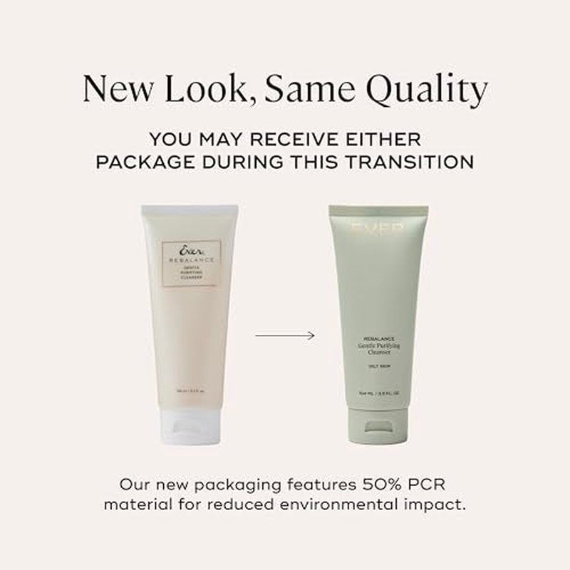 EVER Rebalance Gentle Purifying Cleanser ? Purifying Gel Cleanser with Salicylic Acid & Willow Bark for Oily Skin, Deep Pore Cleanse & Blemish Control, Clean-Formulated - 3.5 fl oz