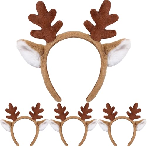 DaliDali 4 Count Reindeer Antlers Headband Deer Antlers Headband, Reindeer Costume for Halloween Festival Party, Christmas Headbands for Women Men