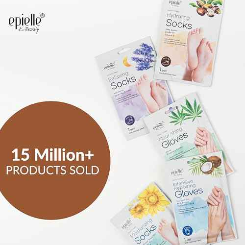 Epielle Hydrating Foot Masks 6 Pairs, Deep Moisturizing Socks for Dry Feet & Cracked Heels, Relieve and Soften with Shea Butter & Jojoba Oil, Korean Skin Care, Spa Set, Self Care Gifts for Women