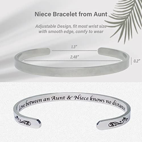 To My Niece Gifts from Aunt, Niece Compact Mirror Champagne, Bracelet Cuff for Birthday Christmas Graduation