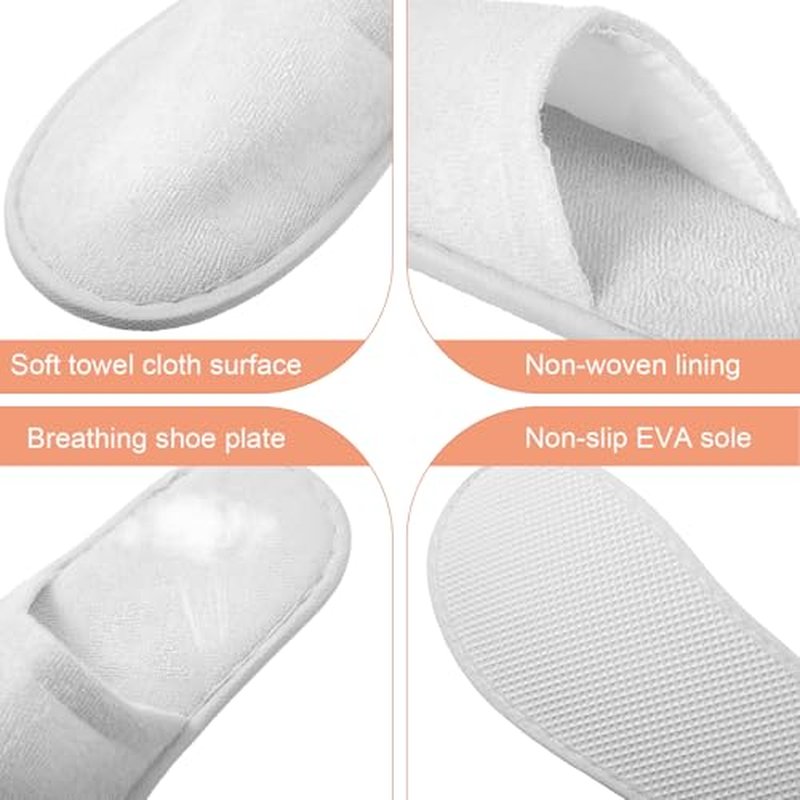 Geyoga 24 Pairs Disposable Slippers for Guests Bulk 2 Size Cotton Hotel Spa House Slippers for Graduation Wedding Party Shoeless Home Travel Individually Wrapped