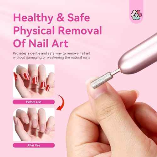 SAVILAND Electric Nail Drill: 2025 Electric Nail File Rose Efile Nail Drill Professional Manicure with 6PCS Nail Drill Bits Portable Nail File & Salon Use Manicure Pedicure at Home