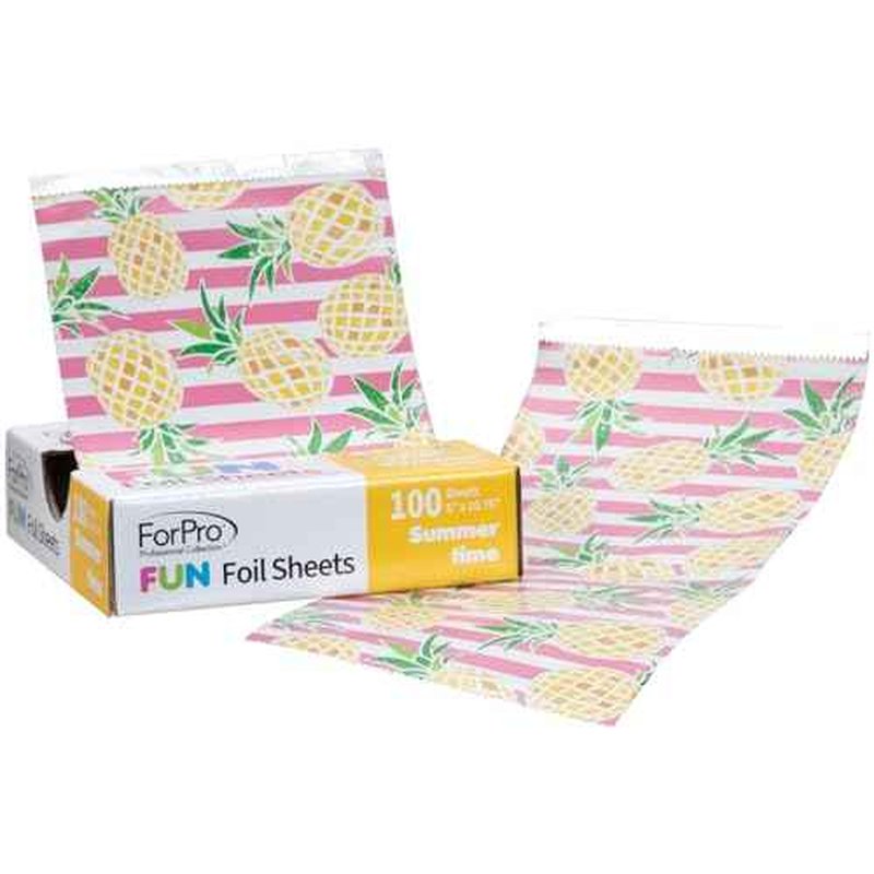 ForPro FUN Summertime 5" Foil Sheets, Aluminum Hair Foils for Color Application and Highlighting Services, Food Safe, Pop-Up Dispenser, 5¡± W x 10.75¡± L, 100-Count