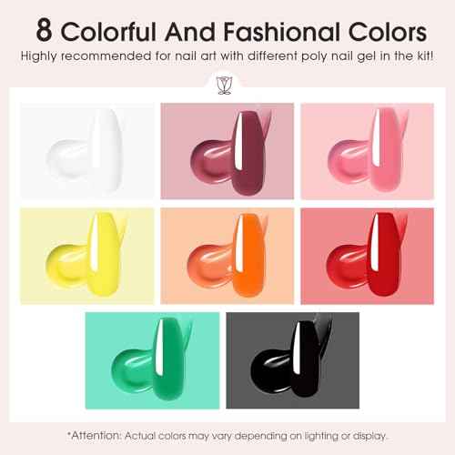 ROSALIND Poly Nail Gel Set, 8 Colors 10g Mini Poly Extension Gel Nail Set, Neon Yellow All Seasons Poly Nail Gel Kit Builder Neon Gel Fall Colors Halloween Poly Holiday Nail Art Design Gift