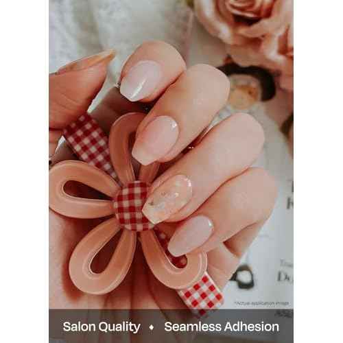 ohora Semi Cured Gel Nail Strips (N Lazy Sunday) - Pink, Patterned, Works with Any UV/LED Lamps, Salon-Quality, Long Lasting, Easy to Apply & Remove - Includes 2 Prep Pads, Nail File & Wooden Stick