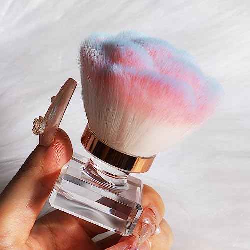 ANGNYA Nail Dust Brush, Pink Rose Soft Duster Brush Art Dust Powder Remover Makeup Manicure Brushes Clean Up Tools for Acrylic Nails