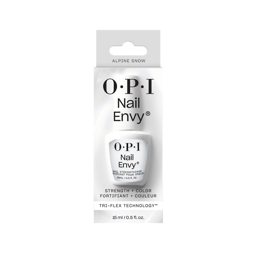 OPI Nail Envy Strengthener Alpine Snow | Opaque Soft White Crème Strengthening Nail Polish Treatment | For Weak & Thin Nails