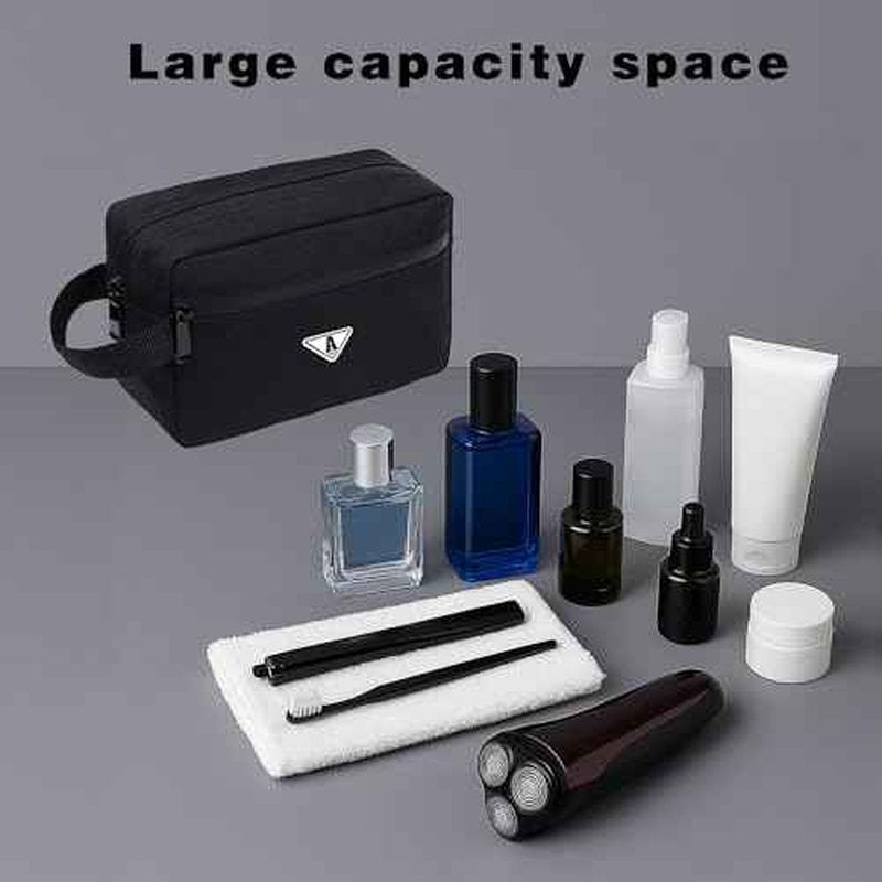 Small Travel Toiletry Bag for Men Women Personalized Initial Toiletry Bag Water-Resistant Mini Bathroom Bag Compact Hygiene Pouch for Travel or Gym (C, Black)