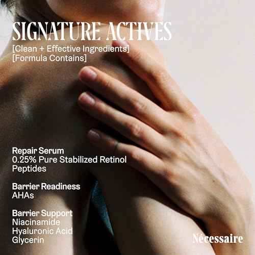 N?cessaire The Hand Retinol. Anti-Age Repair Serum. For Crepiness, Wrinkles, Spots, Brittle Cuticles. 0.25% Pure Retinol. 5% AHA. Dermatologist-Tested. Hypoallergenic. Non-Comedogenic.