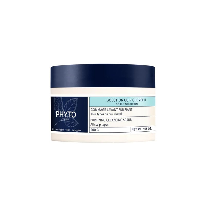 PHYTO Scalp Solutions Purifying Scrub - Exfoliating Sea Salt & Eucalyptus Cleanser for Oily Scalp | 7.05 oz