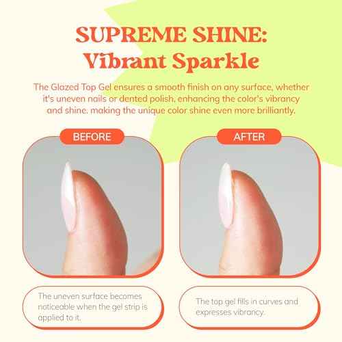 heyhae Glazed Top Gel for Semi-Cured Gel Nail Strip | Non Wipe High Gloss Gel Top Coat (0.23 fl.oz)