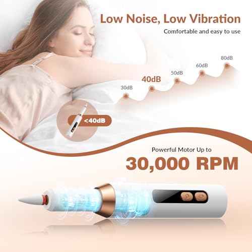 Portable Electric Nail Drill Professional - 30000RPM Cordless Electric Nail File, Manicure Pedicure Kit for Acrylic Nails & Gel Polish Removal, Rechargeable with 12 Drill Bits for Salon and Home