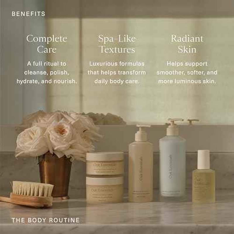 Oak Essentials The Body Routine Set | 5-Step Spa Kit with Blue Tansy Body Lotion, Body Oil, Wash, Scrub & Balm for Hydrated Skin