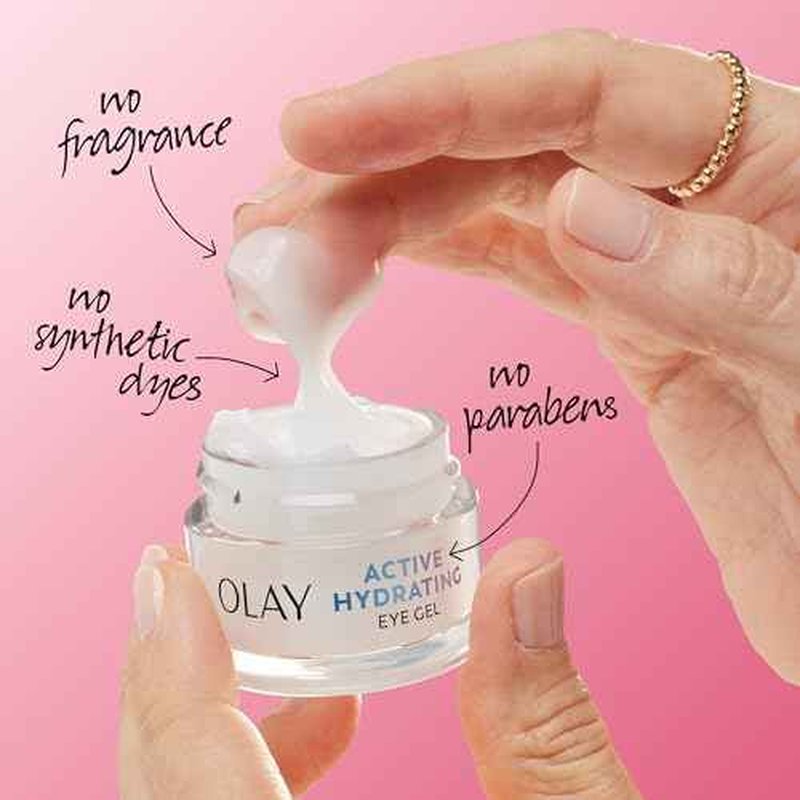 Olay Active Hydrating Eye Gel, Fragrance-Free, Anti-Aging Eye Cream with Hyaluronic Acid and Niacinamide, 0.5 oz