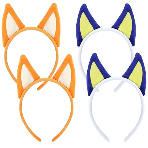 Jolbndcv 4 Pcs Dogs Ear Headbands Soft Blue Party Costumes for Pet Birthday Party Costumes Dress-up Supplies