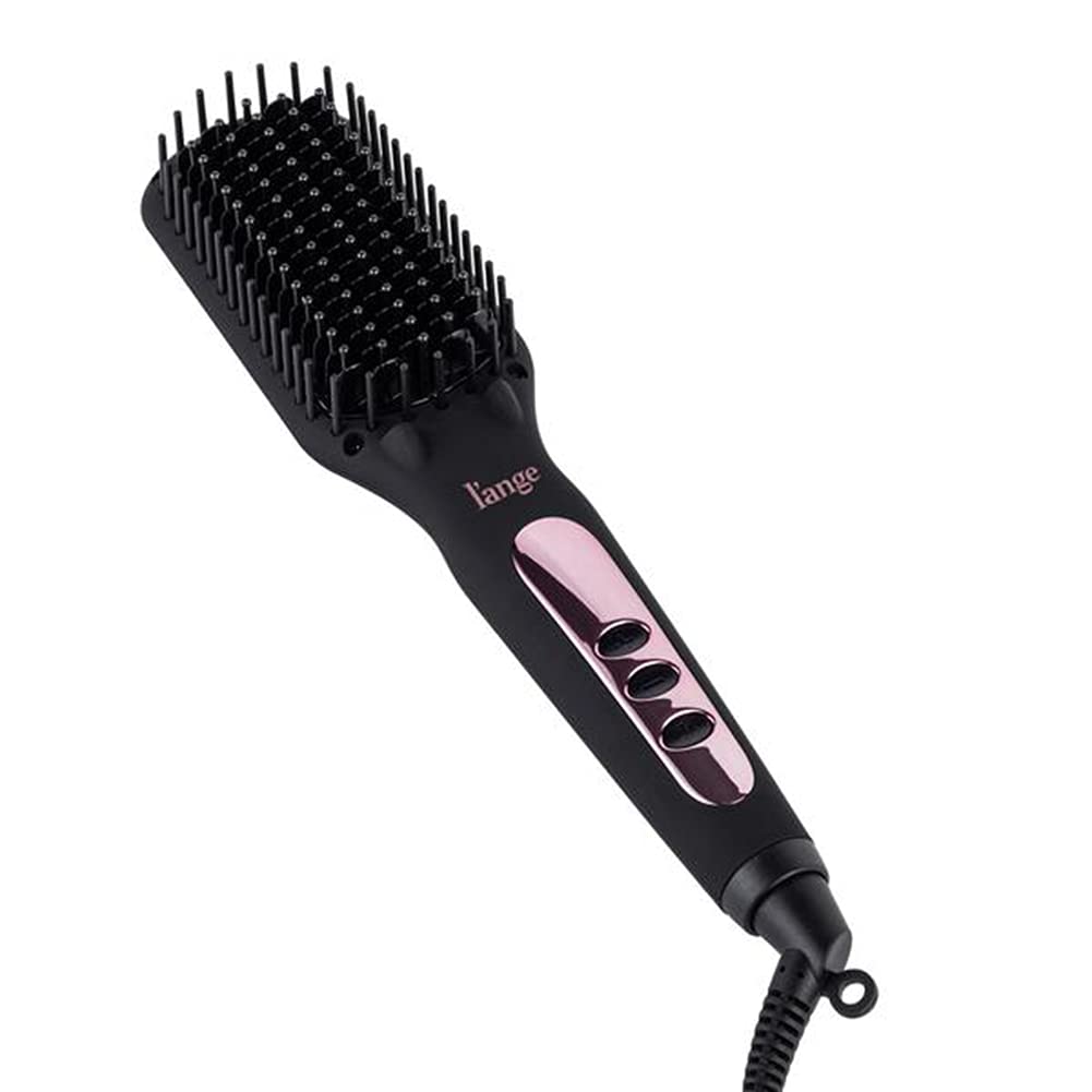 L'ANGE HAIR Le Vite Straightening Brush | Heated Flat Iron for Smooth, Anti-Frizz Styling | Dual-Voltage Electric Straightener Brush