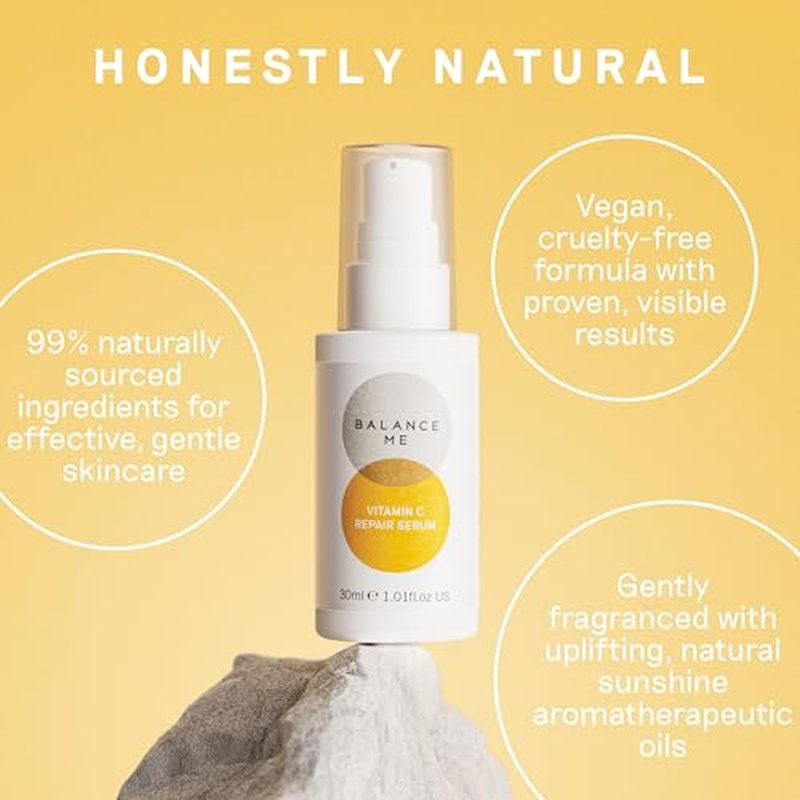 Balance Me Vitamin C Repair Serum, With Hyaluronic Acid, Reduce Age Spots & Hyperpigmentation, Anti-Ageing & Hydrating?Face Serum?? 100% Natural, Vegan & Cruelty Free, Made?in?UK, 1.01 Fl Oz