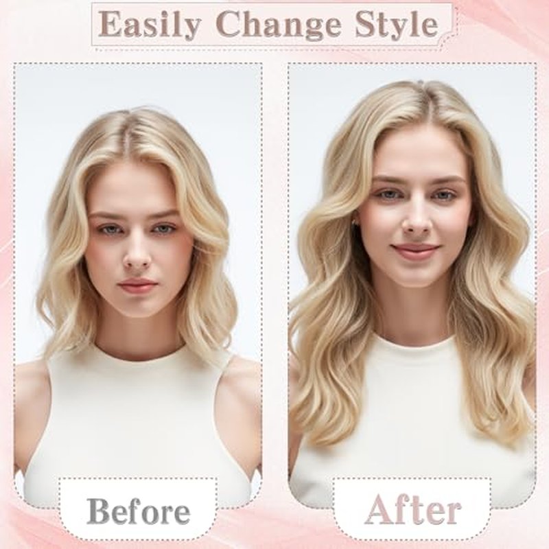 SEGO Clip in Hair Extensions for Women, 100% Remy Human Hair, Mini Hairpieces with 2 Clips, Short Extensions to Add Hair Volume, 2 Pcs, 12 Inches, 34g, Light Brown