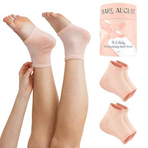 Bare August Moisturizing Heel-Repair Gel Socks ? Overnight Spa Sleep Socks for Dry, Cracked Heels & Soft Feet