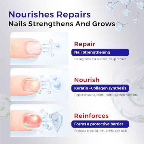 Morovan Nail Strengthener and Growth: Nail Polish Hardener for Damaged Nails Treatment Natural Keratin Repair Ridge Filler Prevents Discoloration Crack Thin Essential Manicure Nail Care Women