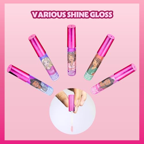 Barbie 12 Piece Plant Based Lip Gloss, Girls Party Favors, First Makeup Set for Girl, Perfect for Parties, Sleepovers, and Birthday Gifts, Ages 3+, by Townley Girl