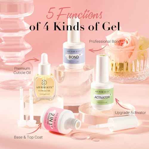 AZUREBEAUTY Dip Powder Liquid Set 15ml/0.5oz Nail Repair Cuticle Oil Multi-Purpose Dip Powder Base Top Coat with Activator, Bond, Cuticle Care for Dipping Kit, No Need Nail Lamp