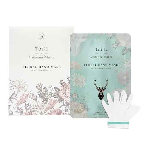 Catherine Muller Floral Hand Mask 1 Pair, Moisturizing Gloves for Dry Hands with Elder Flower & CICA, Repairing and Nourishing Hand Care Treatment for Cracked, Rough, and Dry Skin, Stocking Stuffer