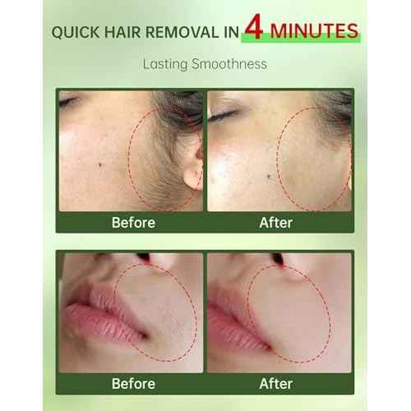 Painless Facial Hair Removal Cream for Women - Sensitive Skin 2-in-1 Kit with Soothing Cream | Upper Lip & Chin Hair Remover | At-Home Depilatory (4 Min, 7 Days Smooth),2.03 Fl Oz