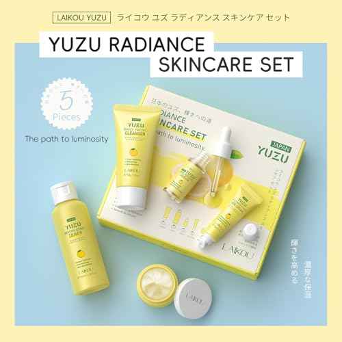 LAIKOU Skin Care Set, Gifts for Women, Skin Care Routine Kit for Women, Skincare Gift Set with YUZU Cleanser, Toner, Serum, Eye Cream, Face Cream Mother's Day Christmas Birthday Daughter Wife