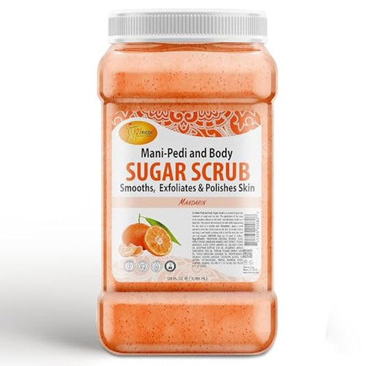 SPA REDI - Sugar Body Scrub, Mandarin, 128 Oz, Exfoliating, Moisturizing, Hydrating and Nourishing, Glow, Polish, Smooth and Fresh Skin - Body Exfoliator