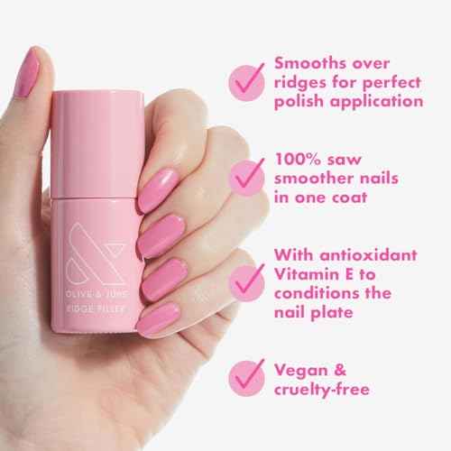 Olive & June Ridge Filler | Smoothing Nail Base Coat for Ridges | Vitamin E & Silica Formula | Smooth, Flawless Canvas for Polish | Vegan & Cruelty-Free | Salon-Quality Mani at Home (0.46 fl oz)