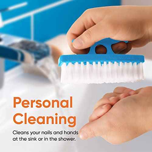 Superio Nail Brush for Cleaning Fingernails, Toe & Foot - All-Purpose Stiff Scrub Brush - Blue