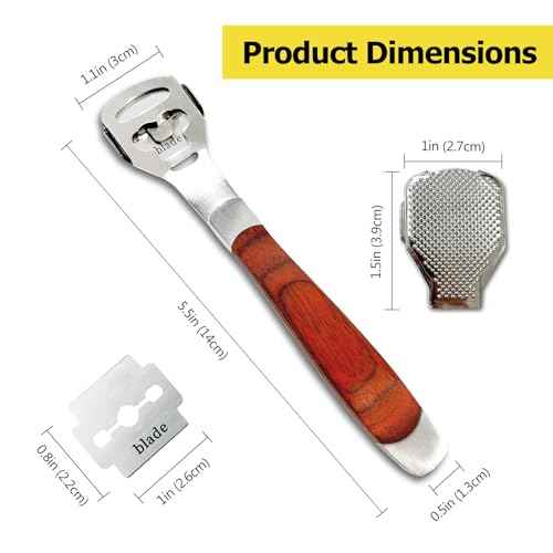 Foot Care Pedicure Callus Shaver with Wood Handle - Hard Skin Remover Including 10 Blades