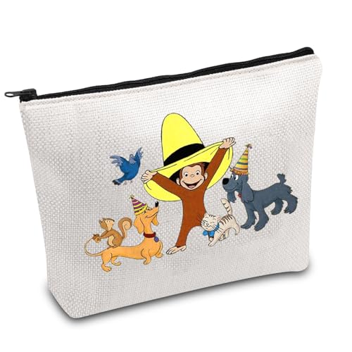 FOTAP Cartoon Monkey Makeup Bag Best Friends Gift Cartoon Characters Lover Gift Adventure TV Series Cosmetic Bag BFF Gift (Monkey &hat)