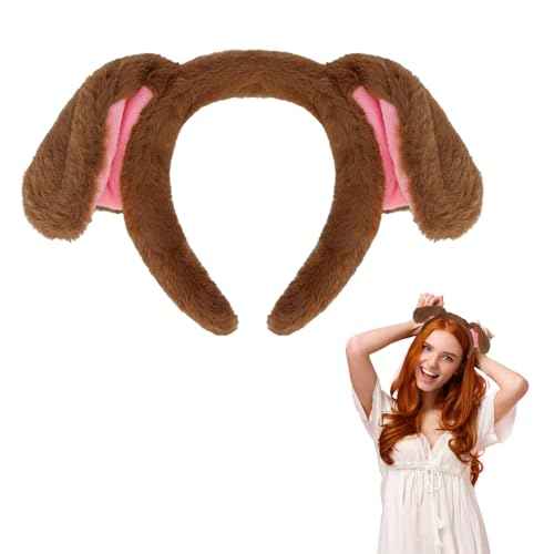Brown Dog Ears Headband Puppy Ears Plush Animal Ears Headband Adult Halloween Costumes Woman Christmas Festival Theme Party Cosplay Costume Head Bands