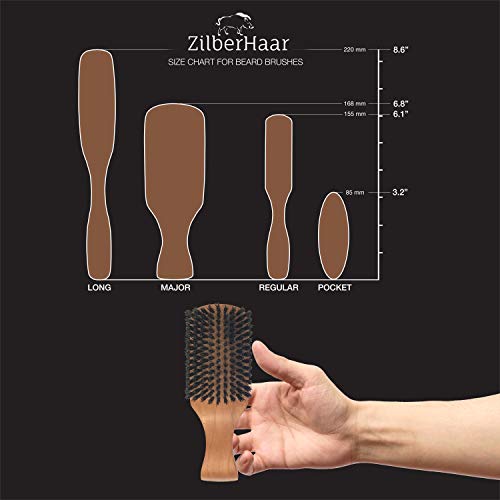 ZilberHaar Major ? Men's Hair and Beard Brush ? Soft Boar Bristles ? Massages and Exfoliates Skin and Scalp ? Ideal Men's Grooming Accessory ? Made in Europe